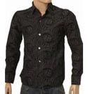 Charcoal Grey With Black Pattern Long Sleeve Shirt