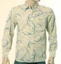 Ozeki Mens Almond & Blue Long Sleeve Cotton Mix Shirt