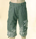 Ozeki Mens Charcoal & White Floral Design Zip Fly Longer Length Shorts