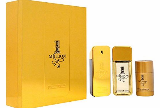 1 Million For Men by Paco Rabanne EDT Spray 100ml + Aftershave 100ml + Deo Stick 75ml Giftset