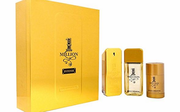 Paco Rabanne 1 Million For Men by Paco Rabanne EDT Spray 100ml (INTENSE)   Aftershave 100ml   Deo Stick 75ml Giftset