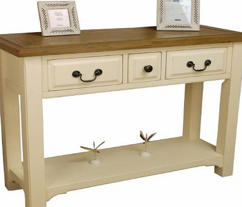 CREAM WHITE OAK HALL TABLE / 3 DRAWER CONSOLE TELEPHONE SIDE LAMP UNIT