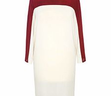 White and burgundy colour blocked dress