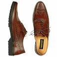 Men` Dark Brown Italian Hand Made Leather Wingtip Oxford Shoes