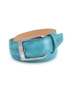 Pakerson Mens Sky Blue Hand Painted Italian Leather