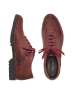 Women` Wine Red Genuine Italian Leather Lace-up Shoes