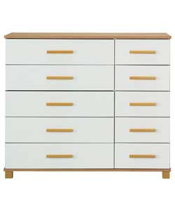 Palermo 5 Wide 5 Narrow Drawer Chest - Ivory Oak