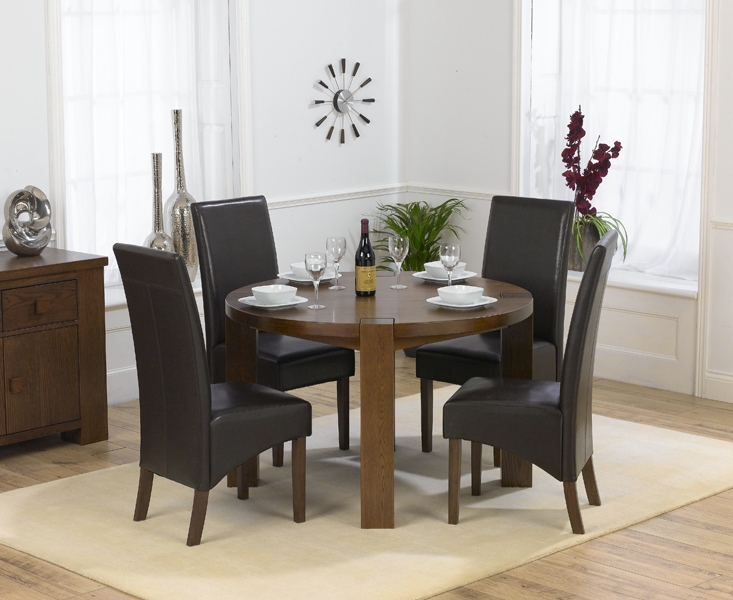 Palermo Dark Oak 120cm Round Dining Table and 4