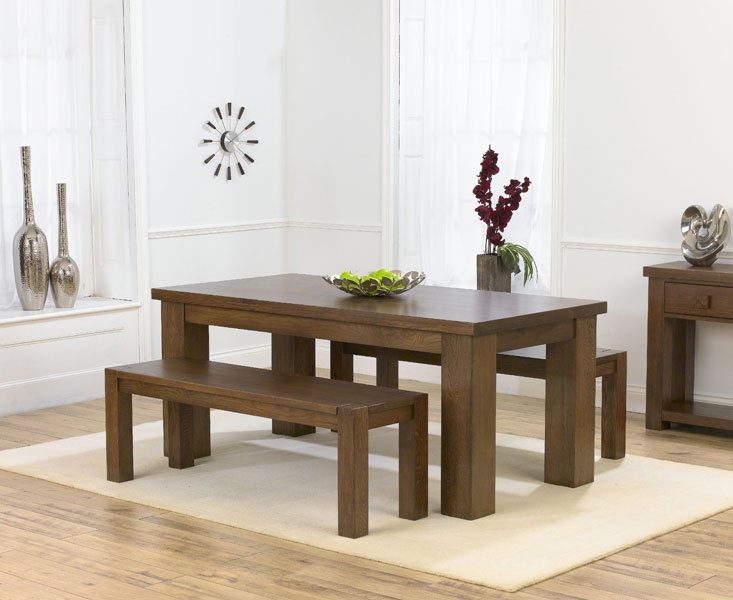 Palermo Dark Oak 180cm Dining Table and 2 Benches