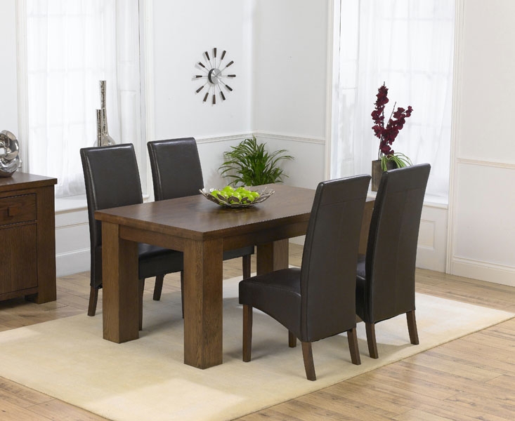 Palermo Dark Oak Dining Table 150cm and 4