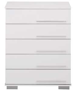 Palma Chest of 5 Drawers - White