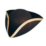 Pams Tricorn Hat Black with Gold Trim