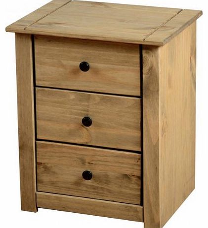 Panama Bedside Table Solid Pine 3 Drawer Chest Bedroom Furniture Waxed *Brand New*