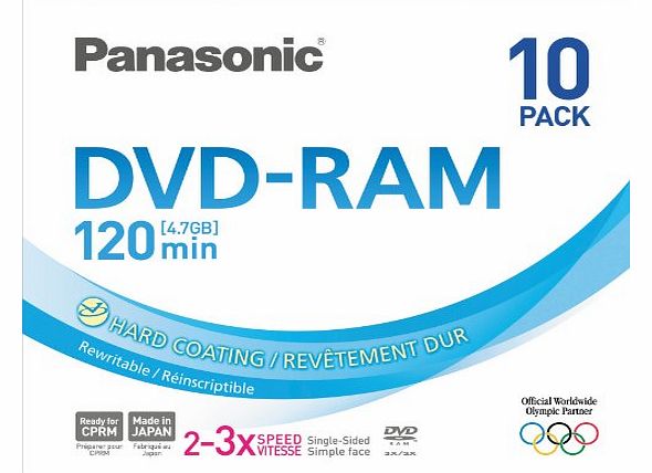 Panasonic 3x speed, 4.7GB, 10 pack DVD-RAM Disc
