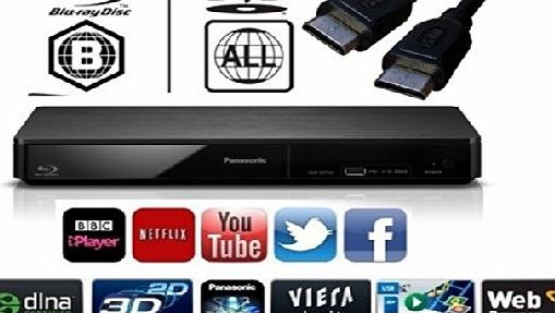 Panasonic DMP-BDT130 or DMP-BDT120 Black Smart Network Blu-Ray Disc Player - Multiregion For DVD Playback   SONY 2M HDMI Included