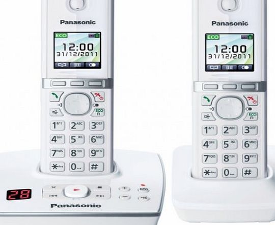 Panasonic KX-TG 8062 EW Cordless Phone, 2 Handsets (White)