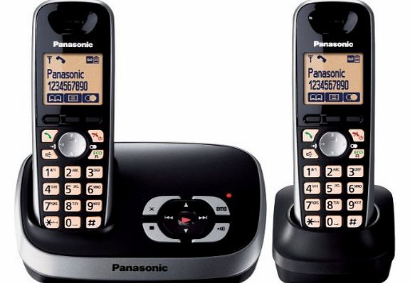 KX-TG6522EB DECT Twin Digital Cordless Phone Set with Answer Machine - Black