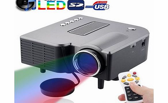 NEW 2014 Mini Portable Multimedia LED Projector (20-100 inches Image Size) with Speakers/ Remote Control + 50 ANSI Lumens, Supports USB Flash Disk/ SD Card/ VGA/ AV In (Single-chip LCD Technology, 320