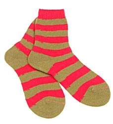 Red/Green Striped Cashmere Socks by
