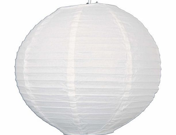 Paper lanterns UK 1 x 16`` White round paper lantern with wire ribbing