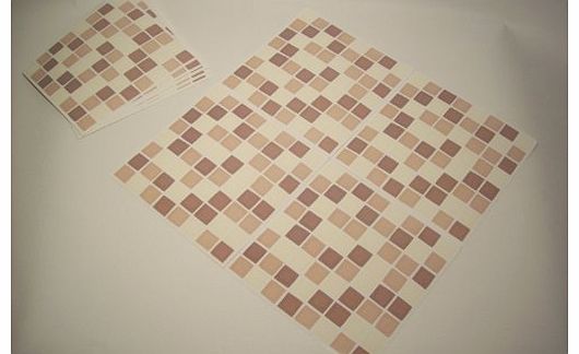 PACK OF 10 COFFEE MOSAIC TILE TRANSFERS STICKERS COFFEE CREAM BROWN BEIGE, PEEL AND STICK, TRANSFORM YOUR KITCHEN BATHROOM WALL TILES IN MINUTES
