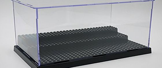 Papimax lego minifigures display case 3-layer clear case Black studs base by Papimax