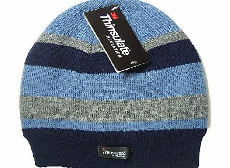 Pariella BOYS THINSULATE LINED KNITTED STRIPED BEANIE HAT