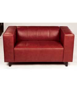 Compact Leather Sofa - Red