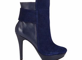 Audrey navy leather and suede ankle boots