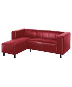 Left Hand Leather Corner Group Sofa - Red