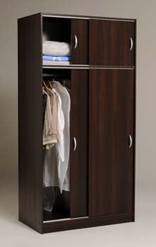 Parisot Meubles Blithe Sliding 2 Door Wardrobe in Dark Walnut -