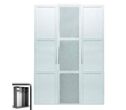 Jay 3 Door Panelled Wardrobe in White and Metal