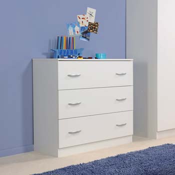 Parisot Meubles Matty 3 Drawer Chest in White - WHILE STOCKS LAST!