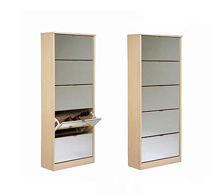Shoop Mirrored 5 Drawer Shoe Cabinet