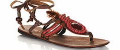 Park Lane Red beaded leather sandals