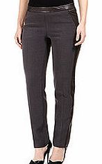 Sena grey leather trim trousers