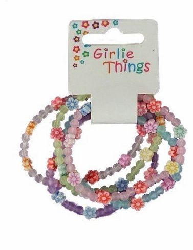 Party Bag Fillers Girls Frosted Flowers Bracelets - Pack of 5