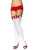 Party Packs Thigh-High Stockings White with Red Bow