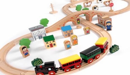 Party Parade 50 Piece Wooden Train Set amp; Accessories