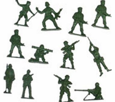 Partyrama Bag of 50 Traditional Green Plastic Toy Soldiers for Army Military War Games