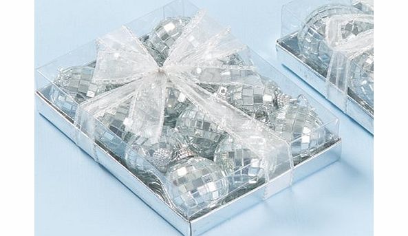 Partyrama Silver Mirror Baubles - Pack of 12