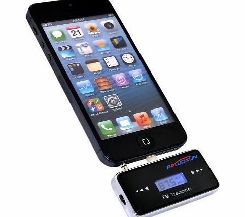 Patuoxun LCD Display 3.5mm In-car Handsfree FM Transmitter for iPhone 5 5S 5C 5G with Car Charger