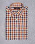 Paul & Shark Kids Cream- Blue & Orange Check Long Sleeve Cotton Shirt
