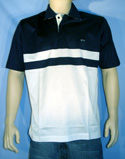 Mens Navy & White Stripe Short Sleeve Polo Shirt
