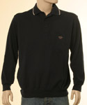 Paul & Shark Mens Navy with Beige Piping Long Sleeve Wool Sweater