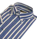 Mens Paul & Shark Blue & White Stripe Short Sleeve Cotton Shirt