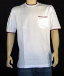 Mens White Short Sleeve Cotton T-Shirt With Navy Trim