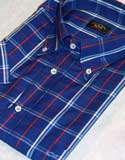 Mid Blue Check Short Sleeve Cotton Shirt