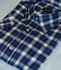 Navy Blue With White Check Short Sleeve Shirt