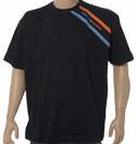 Navy Short Sleeve Cotton T-Shirt With Orange and Blue Stripe